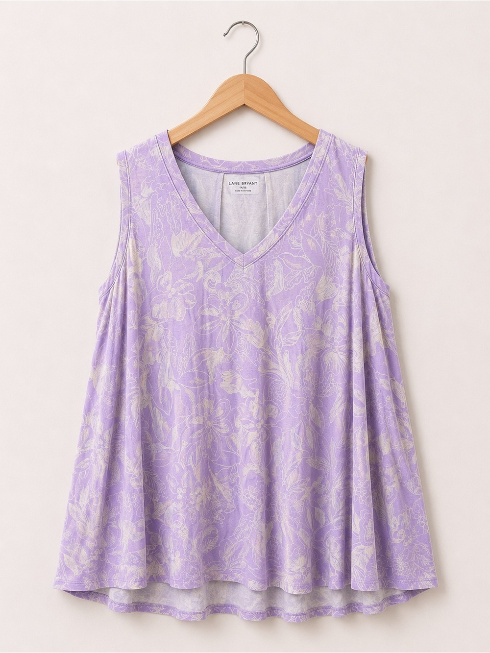 Lane Bryant Lavender Floral V-Neck Swing Tank 14/16
